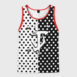 Майка-безрукавка мужская Doom точки черно белые, цвет: 3D-красный