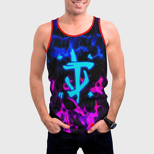 Мужская майка без рукавов Doom неоновый дым / 3D-Красный – фото 3