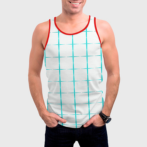 Мужская майка без рукавов Color white light blue crosses / 3D-Красный – фото 3