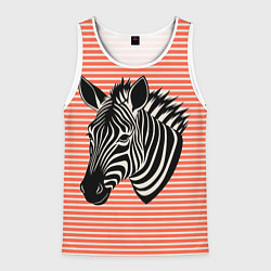 Майка-безрукавка мужская Зебра на оранжевых полосах, цвет: 3D-белый