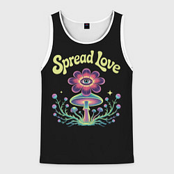 Майка-безрукавка мужская Психоделический цветок с глазом и грибы, цвет: 3D-белый