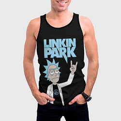 Майка-безрукавка мужская Linkin Park и Рик Санчес из Рик и Морти, цвет: 3D-черный — фото 2