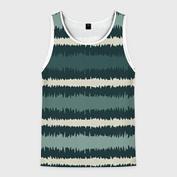 Майка-безрукавка мужская Полосы зигзагообразные зеленые, цвет: 3D-белый