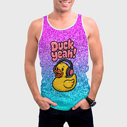 Майка-безрукавка мужская Duck yeah - утка в наушниках, цвет: 3D-белый — фото 2