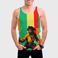 Майка-безрукавка мужская Пират поп-арт, цвет: 3D-белый — фото 2