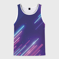 Майка-безрукавка мужская Абстракция бело синие красные полосы, цвет: 3D-белый