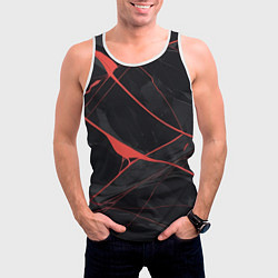 Майка-безрукавка мужская Текстура мрамора с красными полосками, цвет: 3D-белый — фото 2