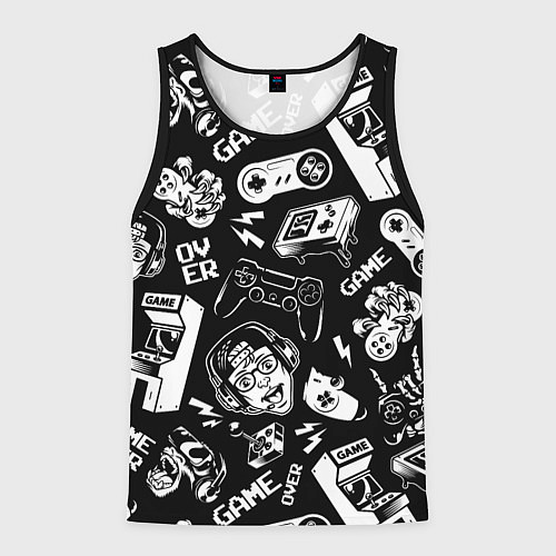 Мужская майка без рукавов Retro gamer pattern / 3D-Черный – фото 1