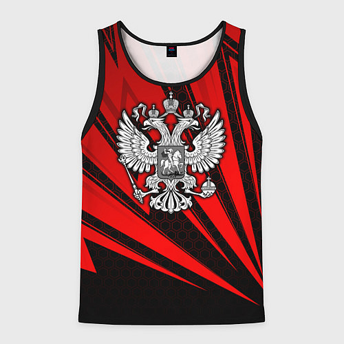 Мужская майка без рукавов Герб России - красный / 3D-Черный – фото 1