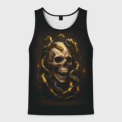 Майка-безрукавка мужская Череп и жёлто-чёрные змеи, цвет: 3D-черный