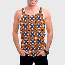 Майка-безрукавка мужская Узор геометрический сине-оранжевый, цвет: 3D-белый — фото 2
