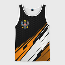 Майка-безрукавка мужская Российская империя - оранжевый спорт, цвет: 3D-белый