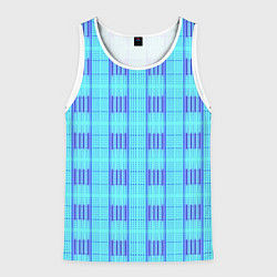 Майка-безрукавка мужская Color neon light blue purple stripes, цвет: 3D-белый