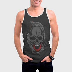 Майка-безрукавка мужская Змеиный череп, цвет: 3D-белый — фото 2