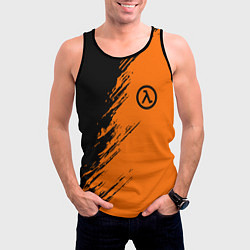 Майка-безрукавка мужская Half Life - black and orange, цвет: 3D-черный — фото 2