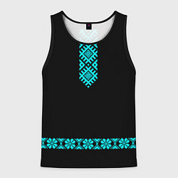 Майка-безрукавка мужская Вышиванка русская, цвет: 3D-черный