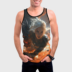Майка-безрукавка мужская Цири и дракон в огне, цвет: 3D-черный — фото 2