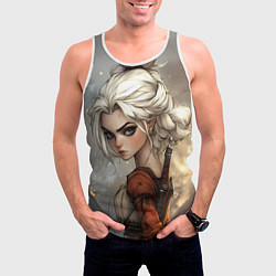 Майка-безрукавка мужская Цири в мультяшном стиле, цвет: 3D-белый — фото 2