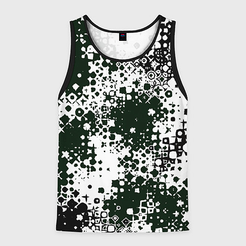 Мужская майка без рукавов Черно-зеленые узорчатые разводы / 3D-Черный – фото 1