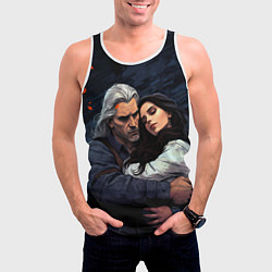 Майка-безрукавка мужская Йеннифэр и Геральт, цвет: 3D-белый — фото 2