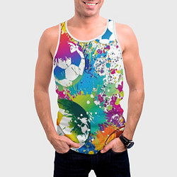 Майка-безрукавка мужская Краски футбола, цвет: 3D-белый — фото 2