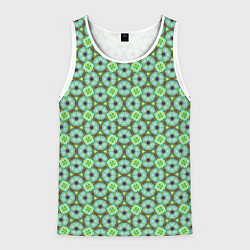 Майка-безрукавка мужская Зелено-голубой калейдоскоп, цвет: 3D-белый