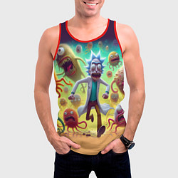 Майка-безрукавка мужская Рик Санчес убегает от монстров, цвет: 3D-красный — фото 2