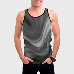 Майка-безрукавка мужская Серые волны абстракция однотонная, цвет: 3D-черный — фото 2