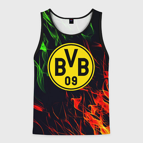 Мужская майка без рукавов Borussia flame toxic / 3D-Черный – фото 1