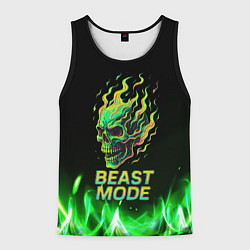 Майка-безрукавка мужская Режим зверя огненный череп, цвет: 3D-черный