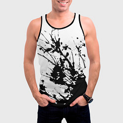 Майка-безрукавка мужская Чёрная взрывная краска на белом, цвет: 3D-черный — фото 2