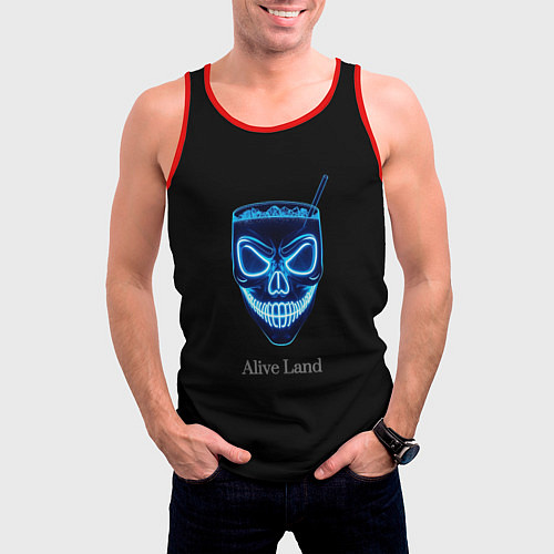Мужская майка без рукавов Neon skull cocktail / 3D-Красный – фото 3