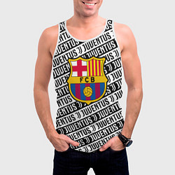 Майка-безрукавка мужская Барселона х Ювентус паттерн, цвет: 3D-белый — фото 2