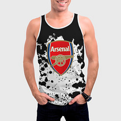 Майка-безрукавка мужская Арсенал черно белые краски, цвет: 3D-белый — фото 2