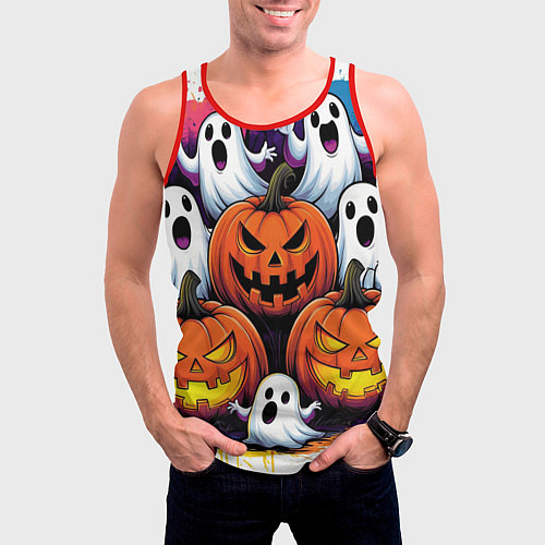 Мужская майка без рукавов Happy Halloween 25 / 3D-Красный – фото 3