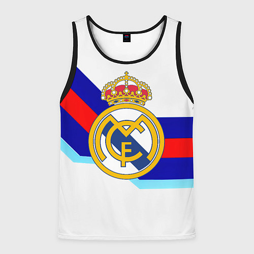 Мужская майка без рукавов Real Madrid текстура полосы / 3D-Черный – фото 1