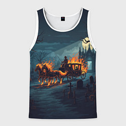 Майка-безрукавка мужская Призраки в горящей конной повозке, цвет: 3D-белый