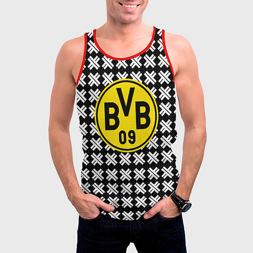 Мужская майка без рукавов Borussia pattern geometry / 3D-Красный – фото 3