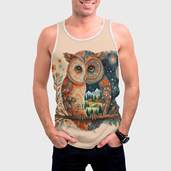 Майка-безрукавка мужская Сова разделенная на день и ночь абстракция, цвет: 3D-белый — фото 2