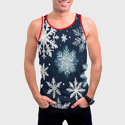 Майка-безрукавка мужская Снежное небо, цвет: 3D-красный — фото 2