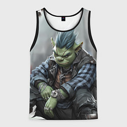 Майка-безрукавка мужская Шрек панк с цепочкой, цвет: 3D-черный
