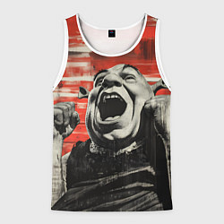 Майка-безрукавка мужская Шрек радуется, цвет: 3D-белый