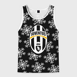 Майка-безрукавка мужская Ювентус снежинки белые, цвет: 3D-белый
