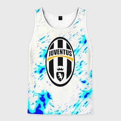 Майка-безрукавка мужская Ювентус голубые краски, цвет: 3D-белый