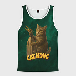 Майка-безрукавка мужская Cat Cong пародия на Кинг Конг, цвет: 3D-белый