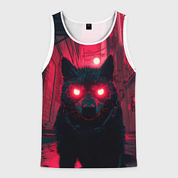 Майка-безрукавка мужская Лиса киберпанк, цвет: 3D-белый