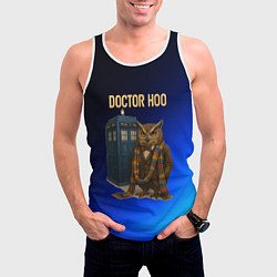 Майка-безрукавка мужская Doctor Hoo сова у телефонной будки, цвет: 3D-белый — фото 2