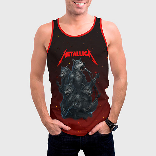 Мужская майка без рукавов Metallica в виде волков / 3D-Красный – фото 3