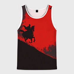 Майка-безрукавка мужская Лошадь скачет на красном фоне, цвет: 3D-белый