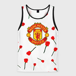 Майка-безрукавка мужская Манчестер Юнайтед розы паттерн, цвет: 3D-черный